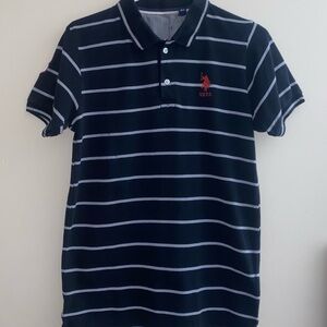 Black Polo shirt with gray stripes